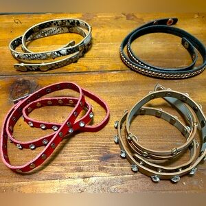 Lot of four wrap and snap bracelets